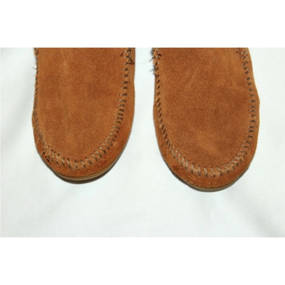 Minnetonka #1422 Chestnut Suede Lace-Up Fringe moccasin Boots - Picture 6 of 9